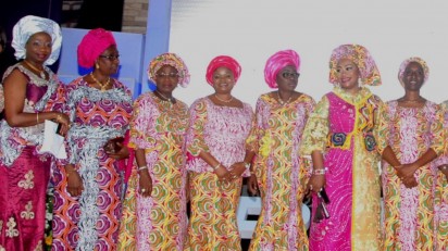 conference: From left; Former Deputy Governors, Lagos State, Mrs. Sarah Sosan and  Mrs. Adejoke Orelope-Adefulire, first Lady of LagosState, Mrs. Bolanle Ambode, Convener Arise  Women,  Pastor Siju iluyomade and wife of the Vice-President, Mrs. Dolapo Osibajo at the Arise Women Conference 2015 in Lagos. 