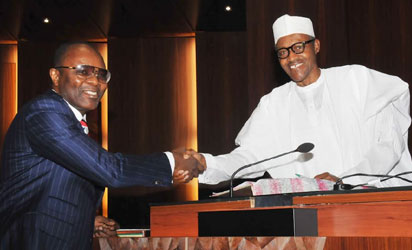 Minister of State for Petroleum Resources, Dr. Ibe Kachikwu and President Buhari 