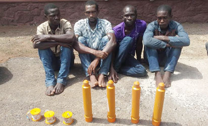 Ogun State Police Command yesterday paraded four suspected bank robbery syndicate with explosive devices allegedly meant for operation in Ijebu -Ode