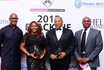 L-R, PRESIDENT OF HBSAN, LADI BALOGUN,OLUBUKOLA ADEWUNMI GEOGE OF FPSN , FOUNDER AND GMD, INTERSWITCH, MITCHELL ELEGBE AND VICE PRESIDENT OF HBSAN