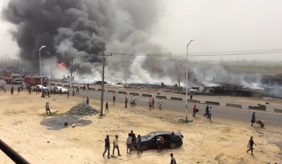 Scenes as the fire rages