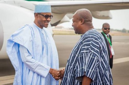 President Muhammadu Buhari with his Ghanaian counterpart, President John Dramani Mahama.