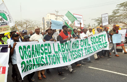 Protest in Lagos yesterday