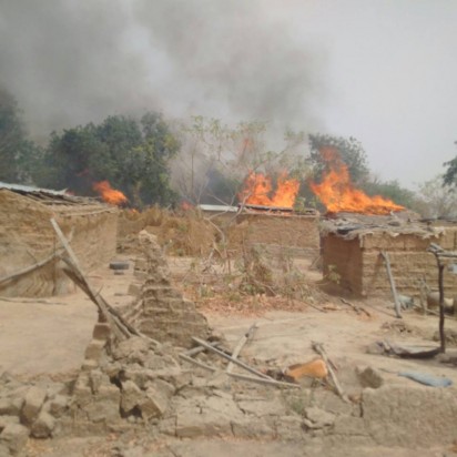 81 Battalion and 251 Task Force Battalion of 25 Task Force Brigade, 7 Division Nigerian Army, razing down the Boko Haram terrorists spiritual power base at the Alagarno forest, Borno State