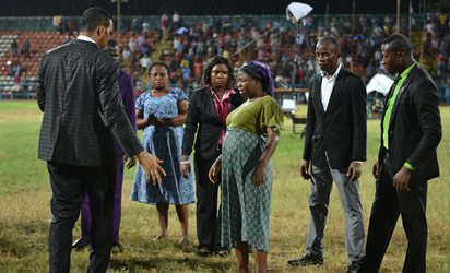 Pastor Chris Okafor and others during the crusade 