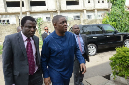 Ex-Aviation Minister, Femi Fani-Kayode arriving the EFCC Abuja office on Monday, May 9, 2016 for questioning
