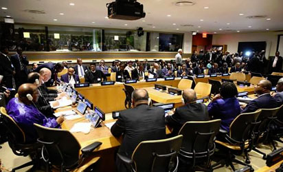 Buhari addressing members at UNGA