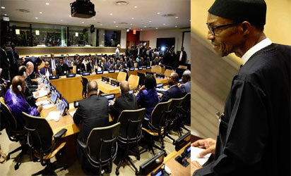 Buhari addressing members at UNGA