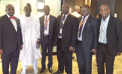 Fowler at the 4th General Assembly of ATAF, last week. To his right are Abiodun Aina, Special Advisor to the Executive Chairman, FIRS, Dr Ahmed Idris, Assistant Director, and Alhaji Sani DAMBO, the Executive Chairman, Kano State Internal Revenue Service. At the extreme right is Mr. Babatunde Oladapo, Executive Secretary, West African Tax Administration Forum, while Femi Edgal, Special Assistant to Fowler, is to the FIRS Chairman’s left.