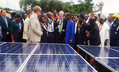The Coordinator NGEP, Dr. Jeremy Gaines along with the Vice Chancellor of the University of Ibadan at the Ground Breaking 10MW Solar Project in the University.