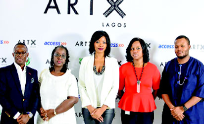 L-R Segun Ogunleye; Bisi Silva (Artistic Director); Tokini Peterside (Founder & Director, ART X Lagos); Olubusola Osilaja; and Atowari Peterside at the Wheatbaker Hotel, Lagos.