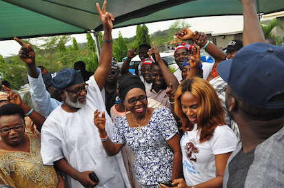 APC Governor-Elect in Ondo state ,Rotimi Akeredolu jubilating.PHOTO;AKEEM SALAU