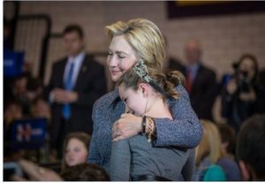 Clinton consoles crying supporters