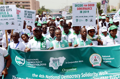 democratic WALK 19 years unbroken democratic rule in Nigeria excites group, stages walk