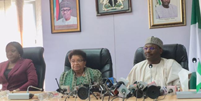 Sirleaf1 Election: Sirleaf, INEC boss meet in Abuja