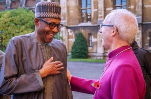 President Buhari with The Most Revd and Rt Hon Justin Welby, the Archbishop of Canterbury, at the Lambeth Palace, London