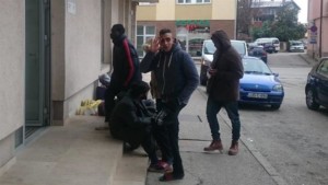 The Nigerian students arrive at the Bosnian foreign office.