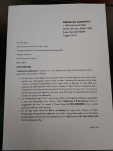 Babatunde Gbadamosi's apology letter