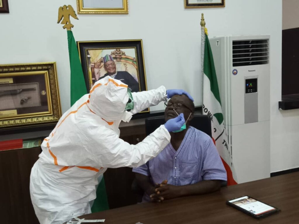 COVID-19: Ortom, Deputy, Finance Commissioner text negative