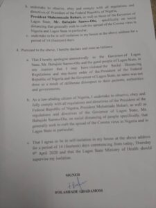 Folashade Gbadamosi's apology letter
