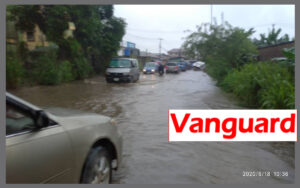 Agege street flooded due to heavy downpour in Lagos