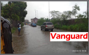 Agege street flooded due to heavy downpour in Lagos