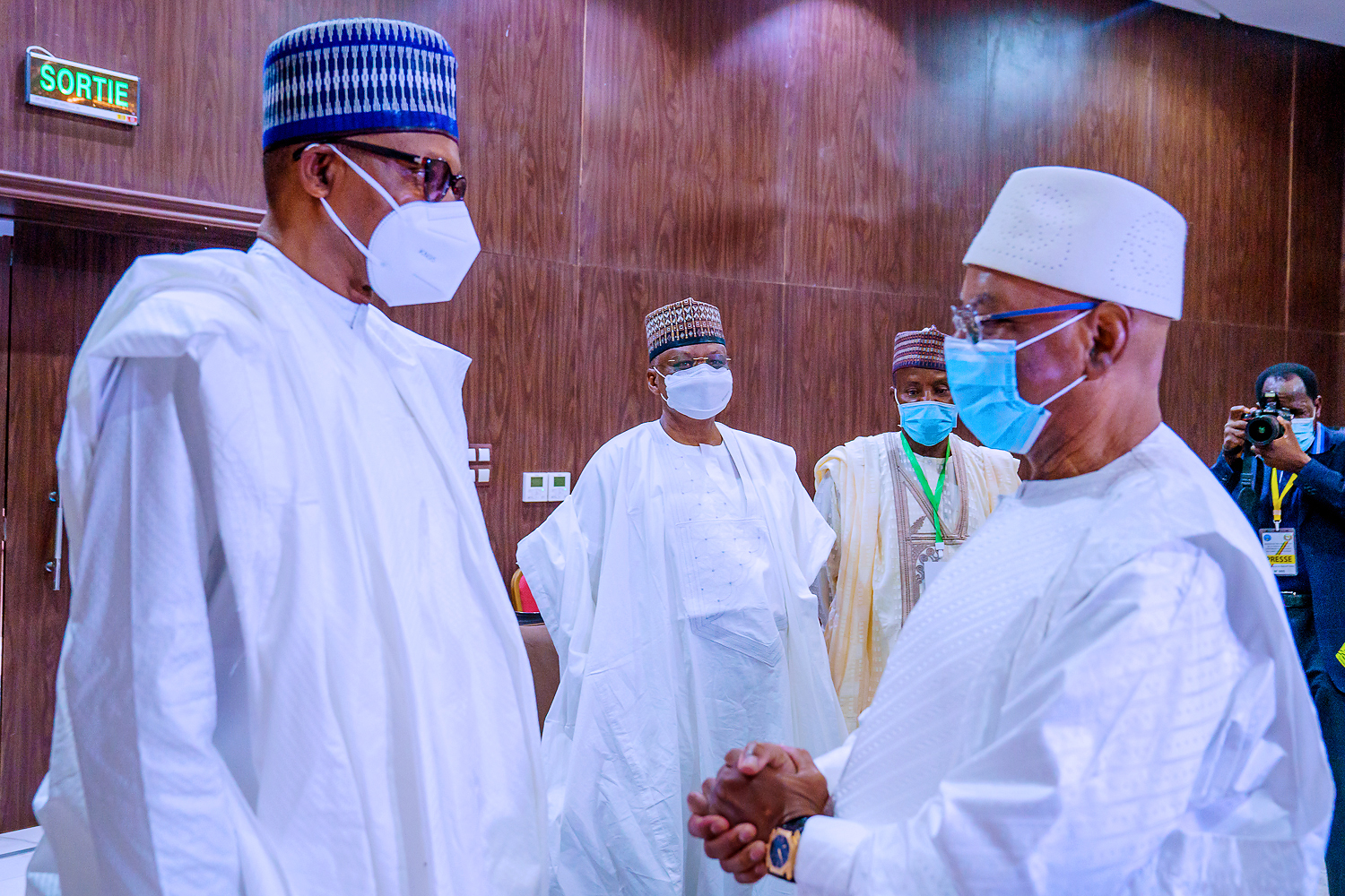 See photos of Buhari wearing face mask as he visits Mali for Peace Mission