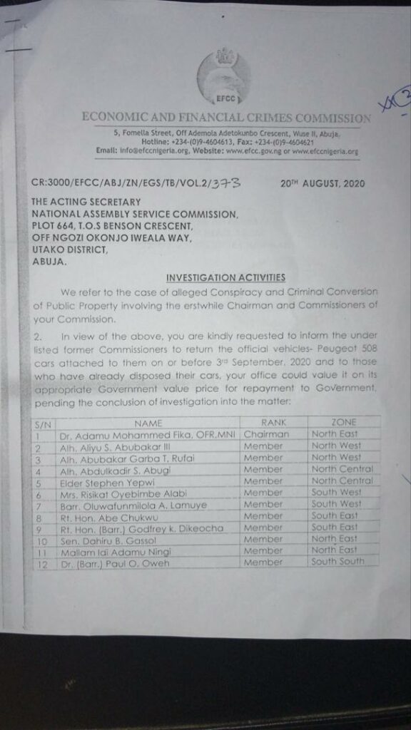 EFCC & NASC documents