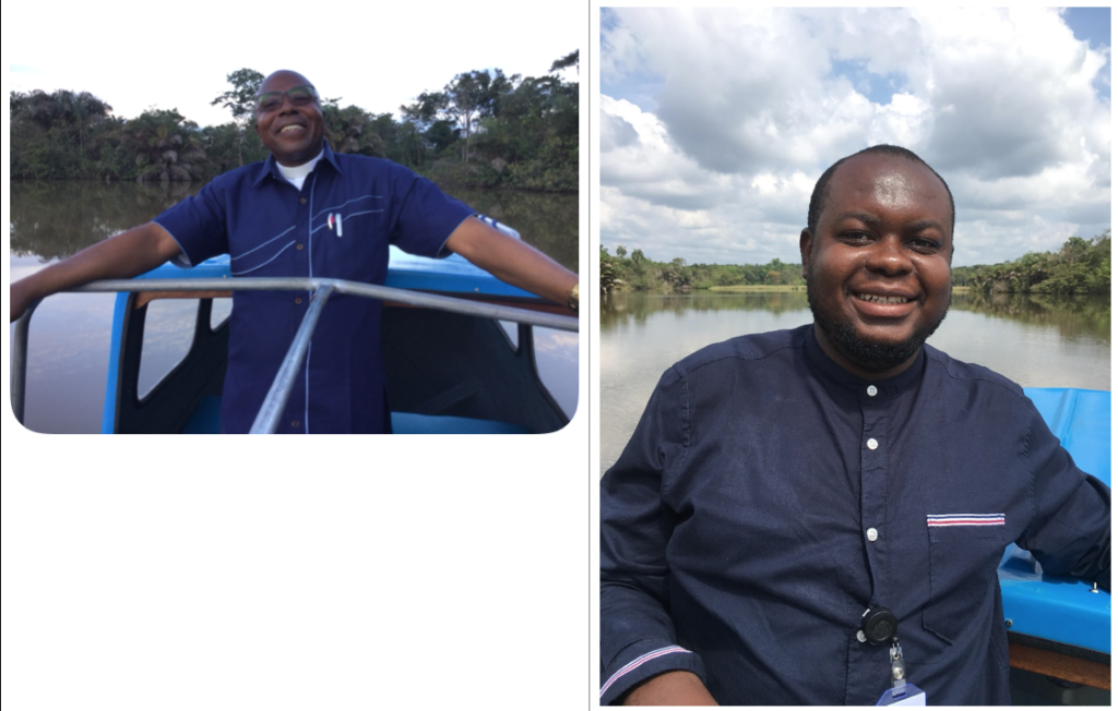 Rev. Fr. Christian Anieke, the Vice Chancellor, cruising round the lake with the ICT Director