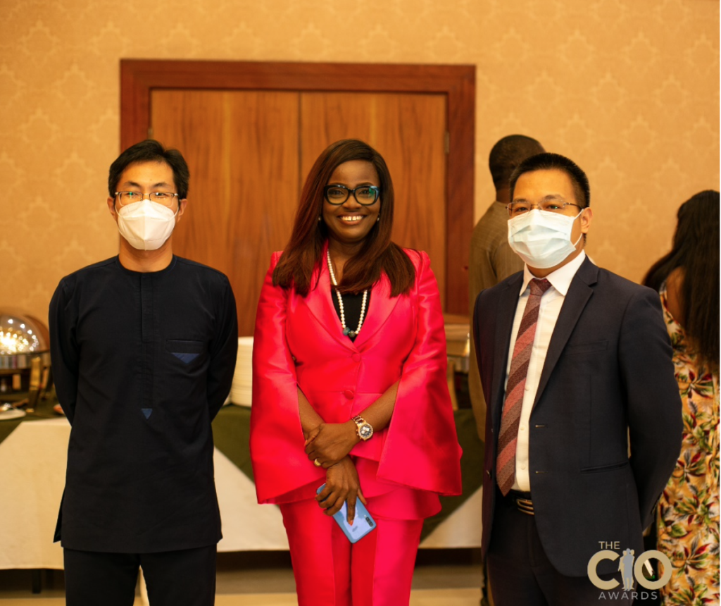 L-R: Nick Zhu, FSI Director; Abiola Laseinde, CEO Edniesal Consulting Limited and Ken Zhao, Huawei Technologies Enterprise Deputy Managing Director (DMD)