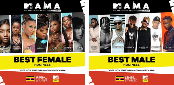 Mama Kampala 2021 Africa reveals best female, male, group artist of the