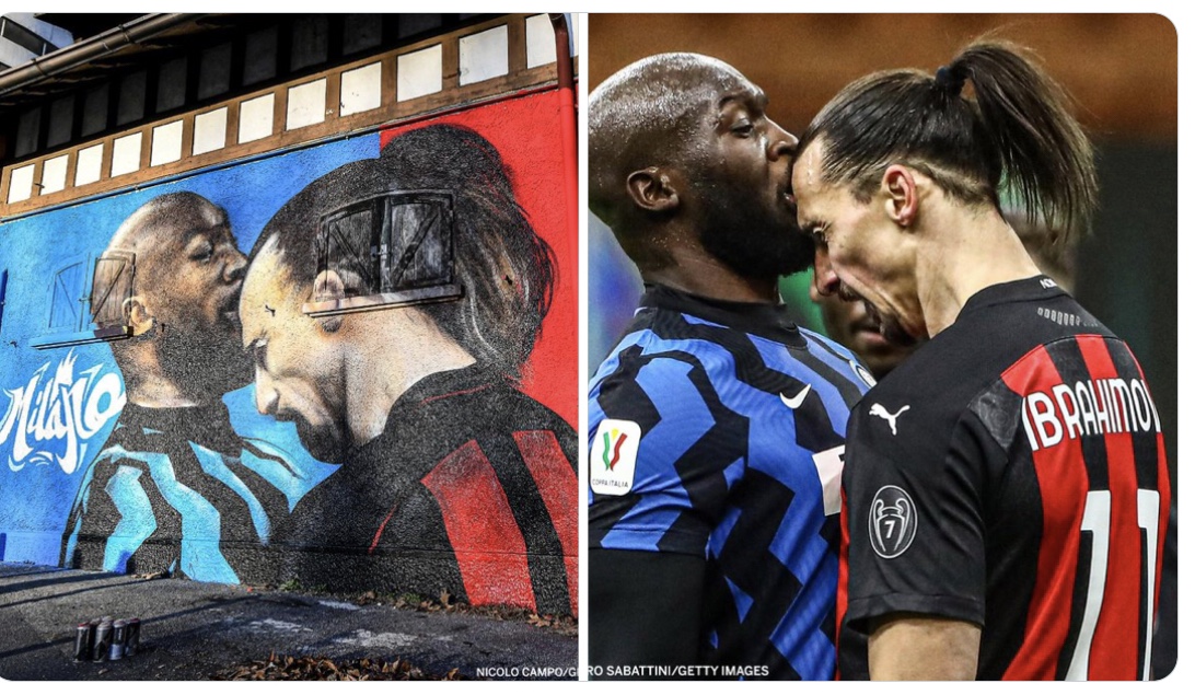 Lukaku, Ibrahimovic clash turned into mural outside San Siro ahead of Milan derby